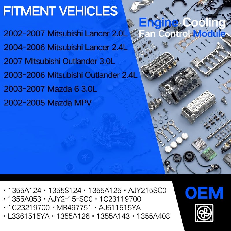 AdvanEX Cooling Fan Control Unit Module Compatible with Mitsubishi Lancer 2.0L 2.4L 2002-2007; Outlander 2.4L 3.0L 2003-2007; Mazda 6 3.0L 2003-2007; MPV 2002-2005 Replace OE 1355A124 1C232-19700 - Image 4
